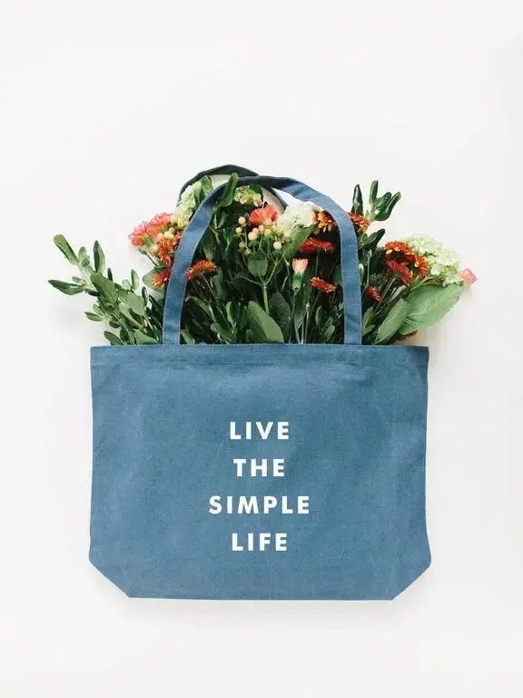 Live The Simple Life Tote Bag in Blue — Brushy Mountain Granola